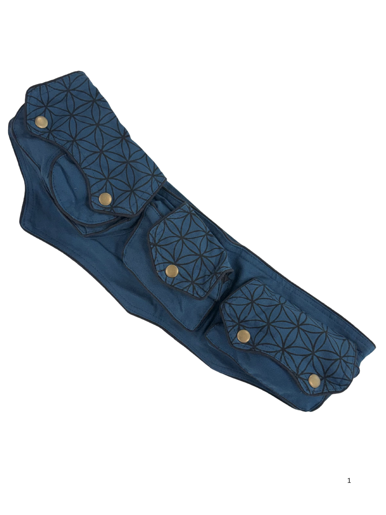 Bum bag long Flower of Life Teal