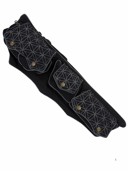 Bum bag long Flower of Life Black