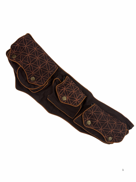 Bum bag long Flower of Life Brown