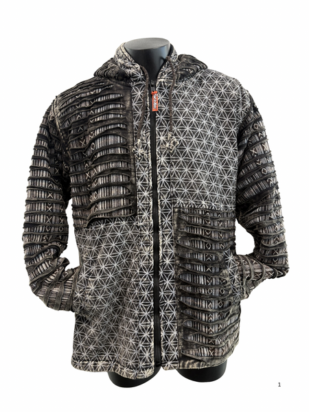 Razor Cut Patch Jacket Charcoal