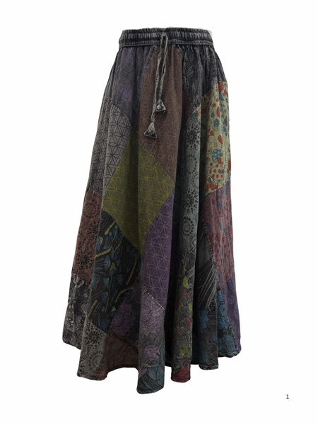 Long Patchwork skirt charcoal