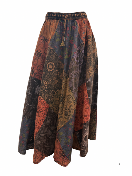 Long Patchwork skirt rust