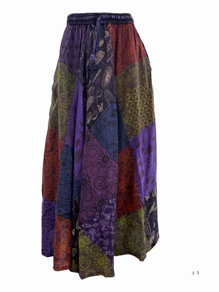 Long Patchwork skirt purple