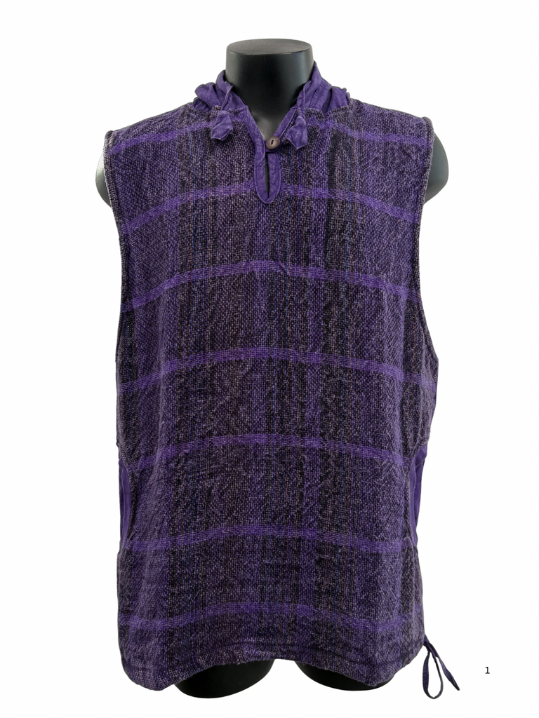 Jali Plaid  Cotton Pullover Sleeveless Purple