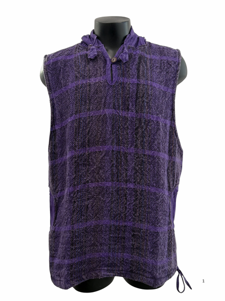 Jali Plaid  Cotton Pullover Sleeveless Purple