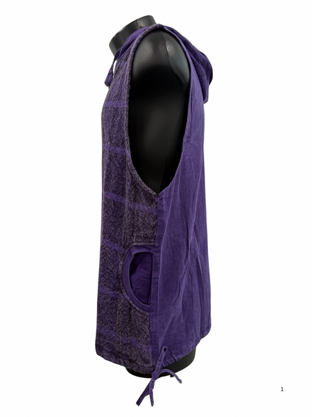 Jali Plaid  Cotton Pullover Sleeveless Purple