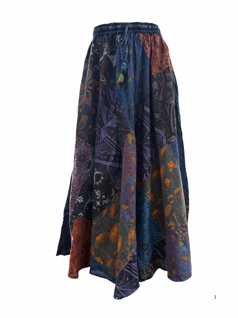 Long Patchwork skirt blue