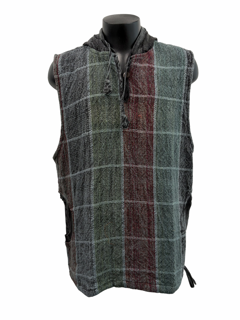 Jali Plaid  Cotton Pullover Sleeveless Charcoal