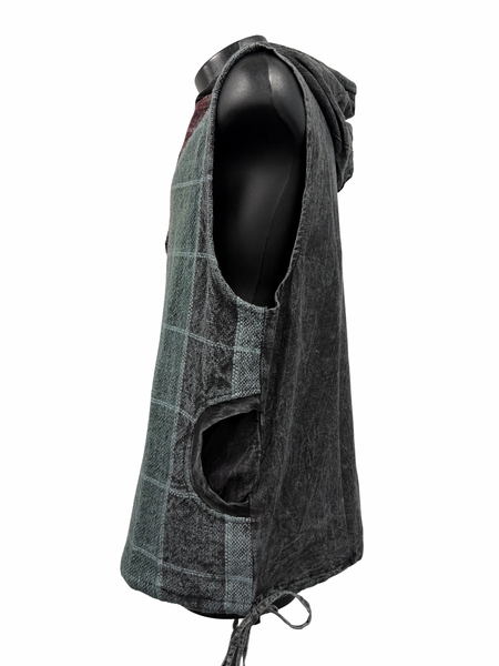 Jali Plaid  Cotton Pullover Sleeveless Charcoal