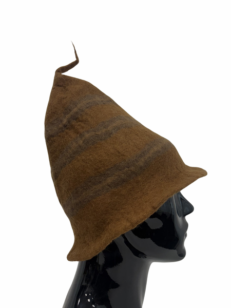 Felted Wool winter hat wizard brown
