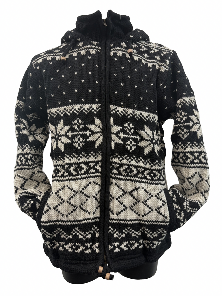 Knit fair isle jacket snowflake black
