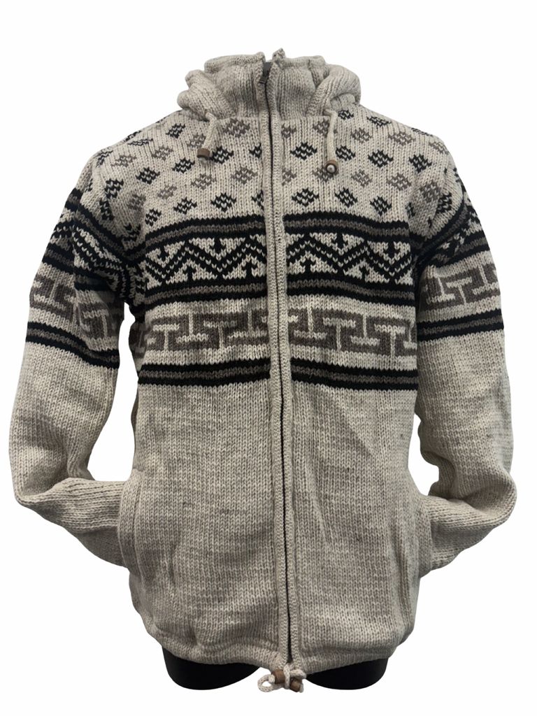 Knit fair isle jacket cream