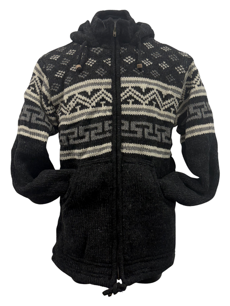 Knit fair isle jacket charcoal