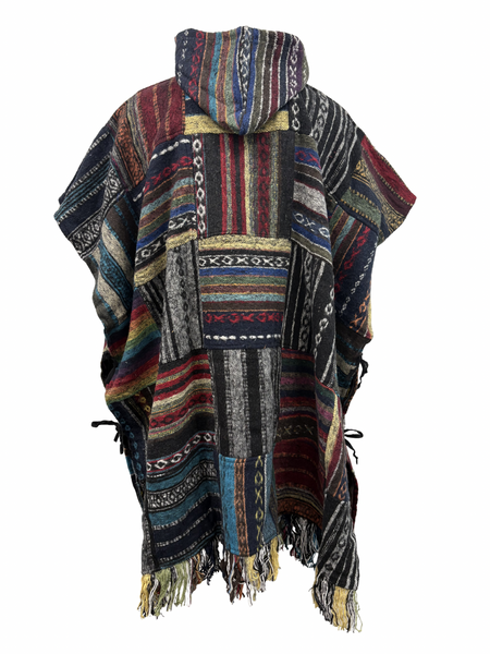 Patchwork Brushed Gheri cotton poncho