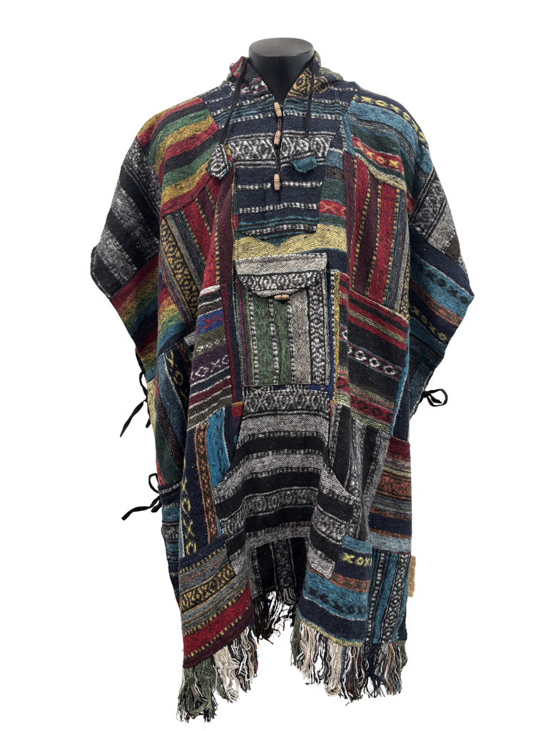 Patchwork Brushed Gheri cotton poncho