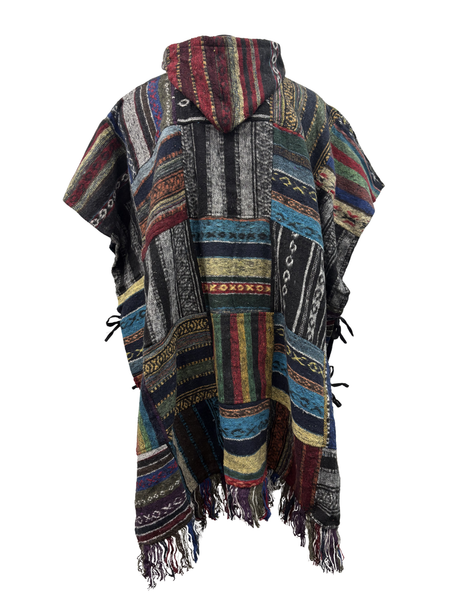 Patchwork Brushed Gheri cotton poncho