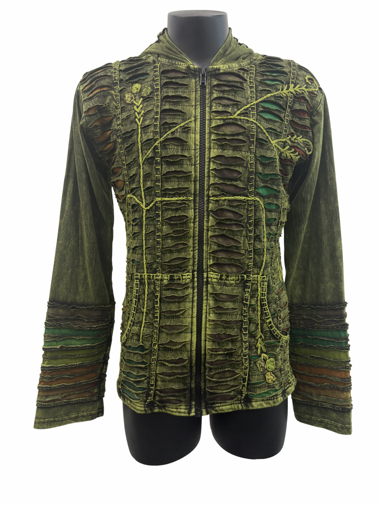 Unlined knit razor cut jacket Green