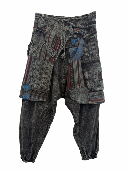 Doof Pants with patchwork wrap charcoal
