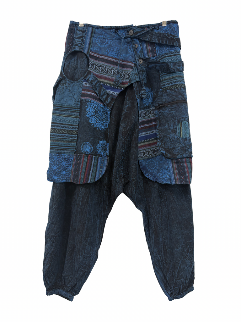 Doof Pants with patchwork wrap blue