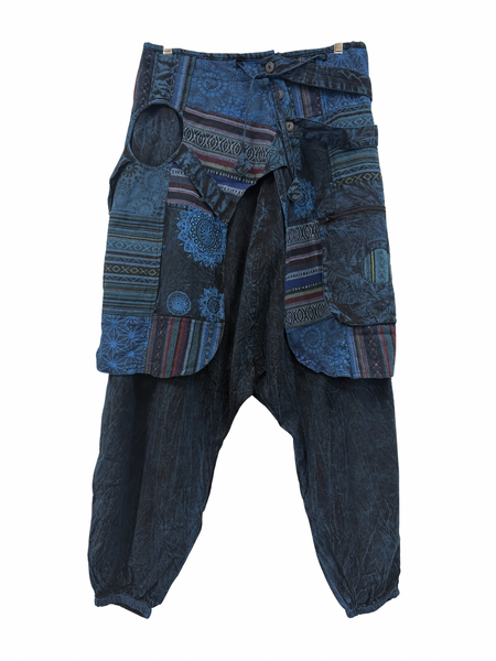 Doof Pants with patchwork wrap blue