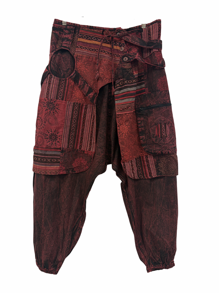 Doof Pants with patchwork wrap red