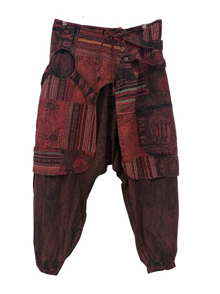 Doof Pants with patchwork wrap red