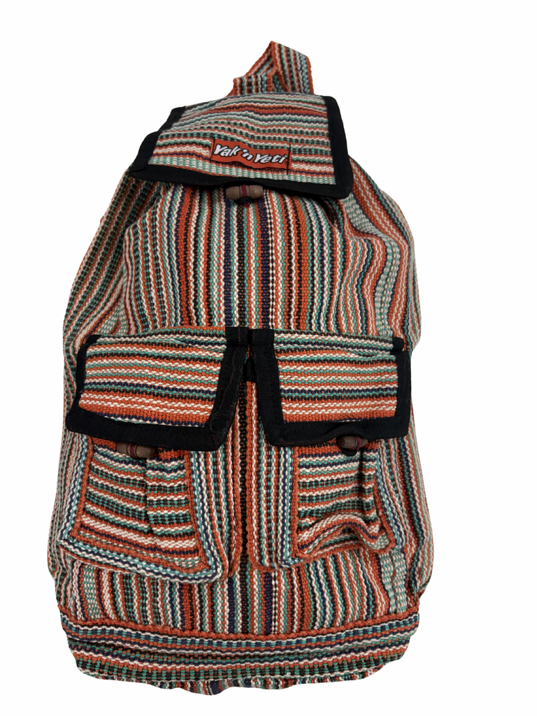 Striped cotton backpack bag