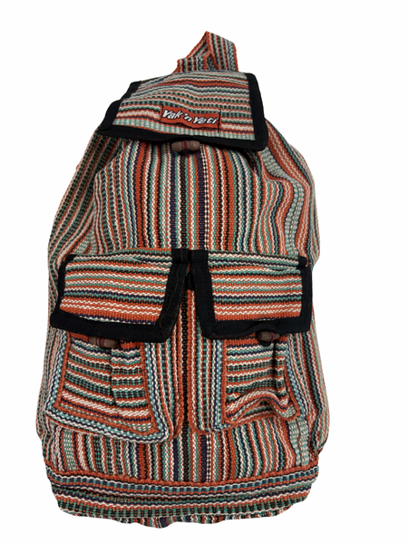 Striped cotton backpack bag