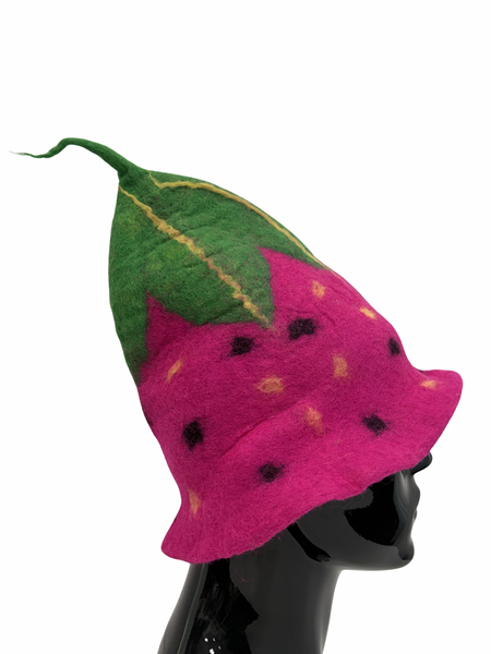 Felted Wool winter hat hot pink