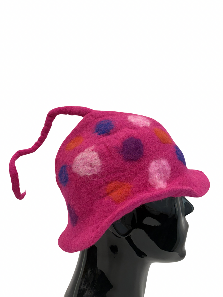 Felted Wool winter hat hot pink