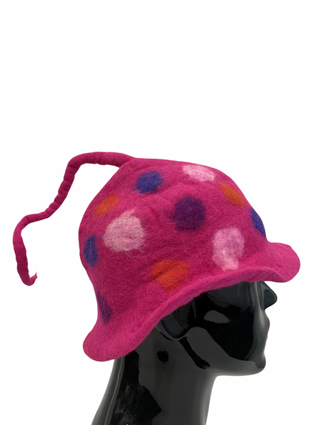 Felted Wool winter hat hot pink