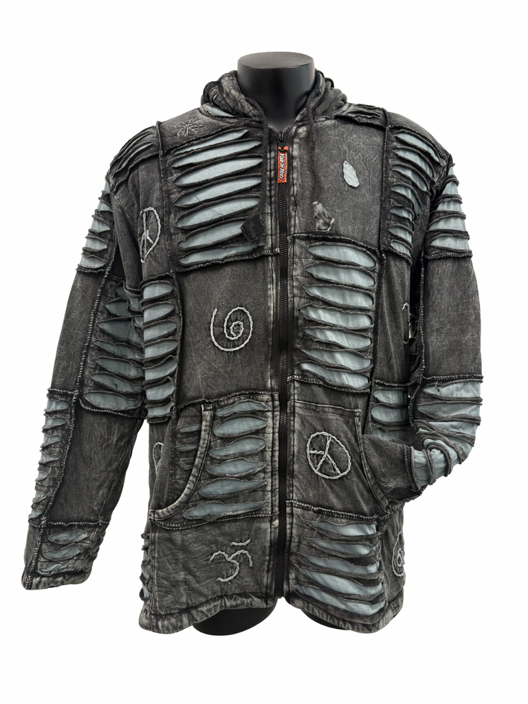 Monochrome razor cut knit jacket charcoal