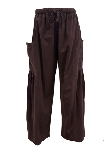 Gathered Hip Pocket Pants Brown