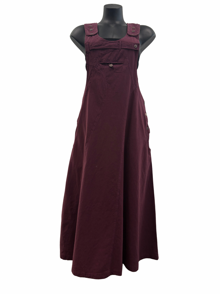Long Cotton Pinafore Plum