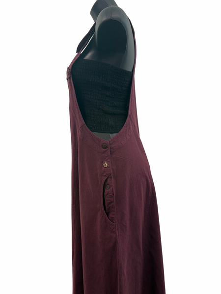 Long Cotton Pinafore Plum