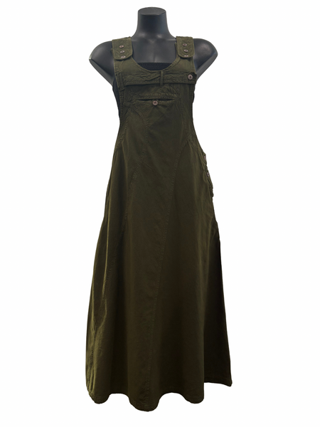 Long Cotton Pinafore Green