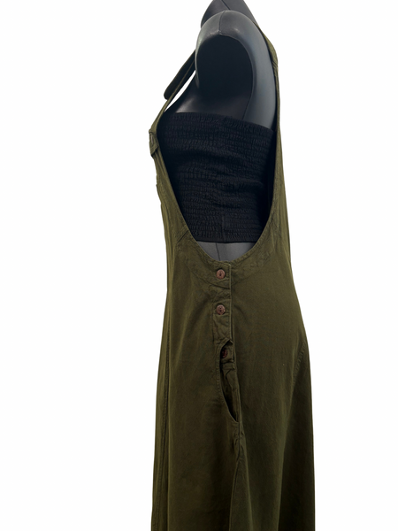 Long Cotton Pinafore Green