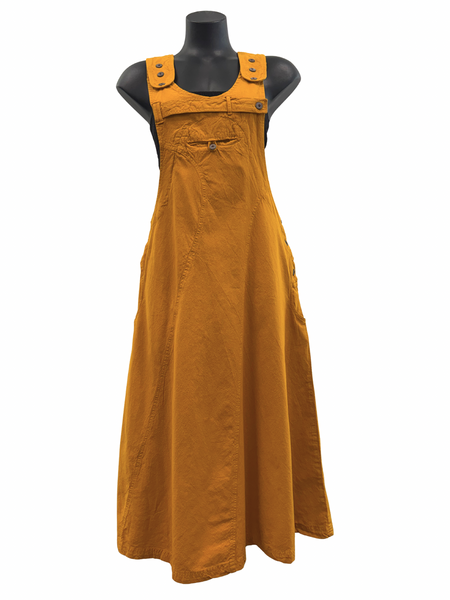 Long Cotton Pinafore Mustard