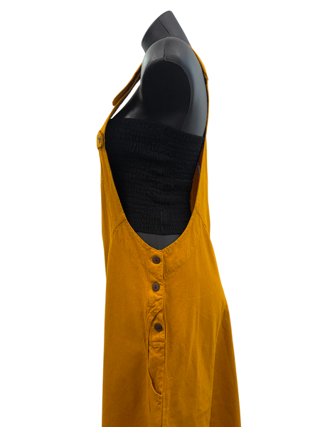 Long Cotton Pinafore Mustard
