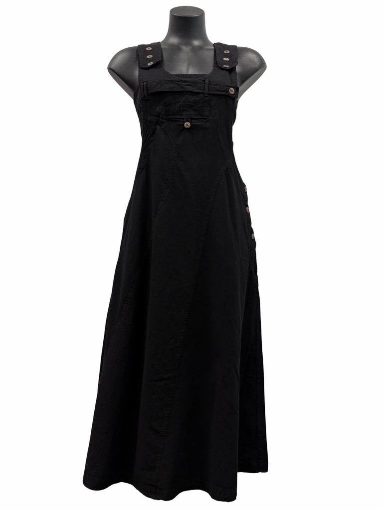 Long Cotton Pinafore Black