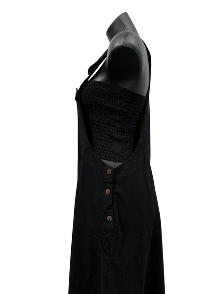 Long Cotton Pinafore Black