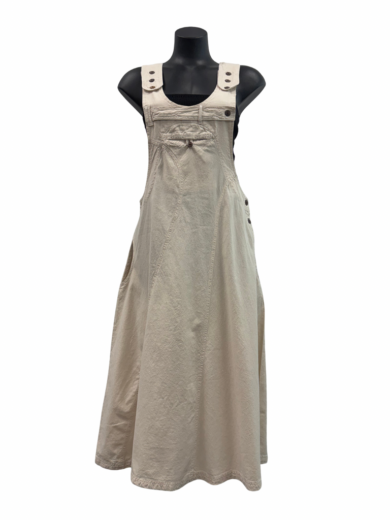 Long Cotton Pinafore Cream