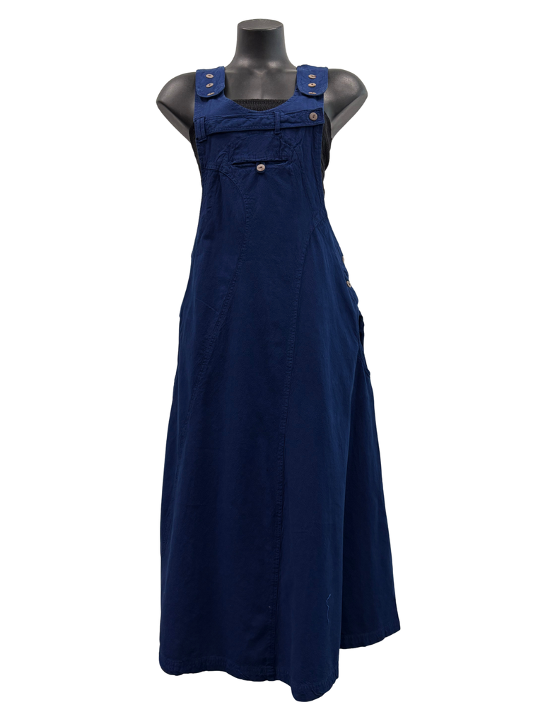 Long Cotton Pinafore Blue