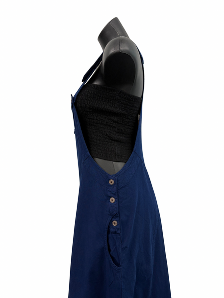 Long Cotton Pinafore Blue