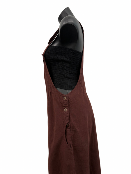 Long Cotton Pinafore Brown