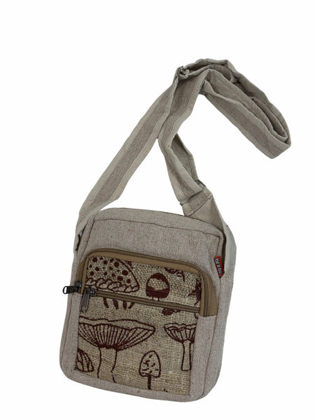 Cotton and hemp square festival bag Mushroom print