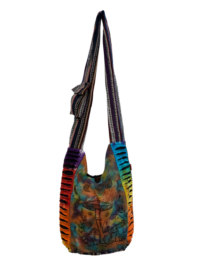 Razor cut shoulder bag mushroom print