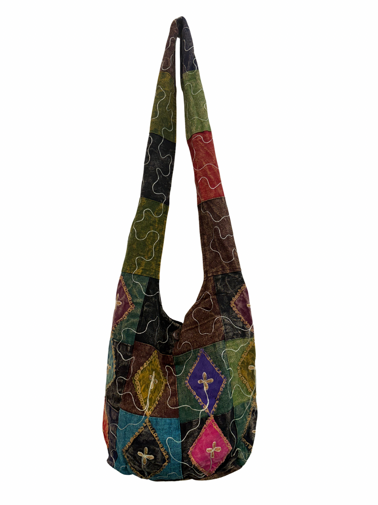 Embroidered Patchwork shoulder bag