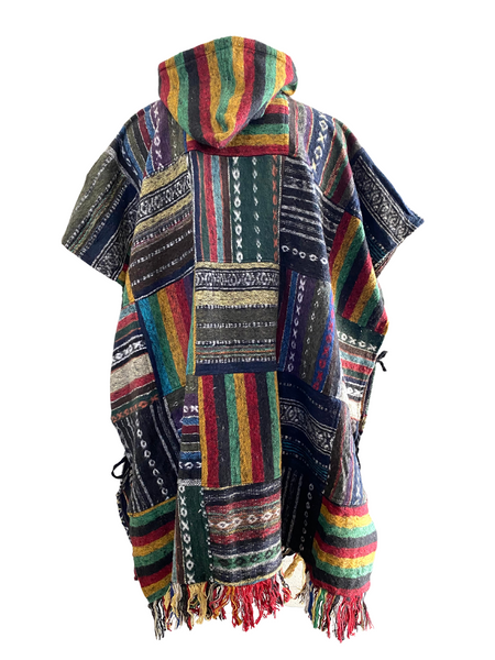 Patchwork Brushed Gheri cotton Poncho