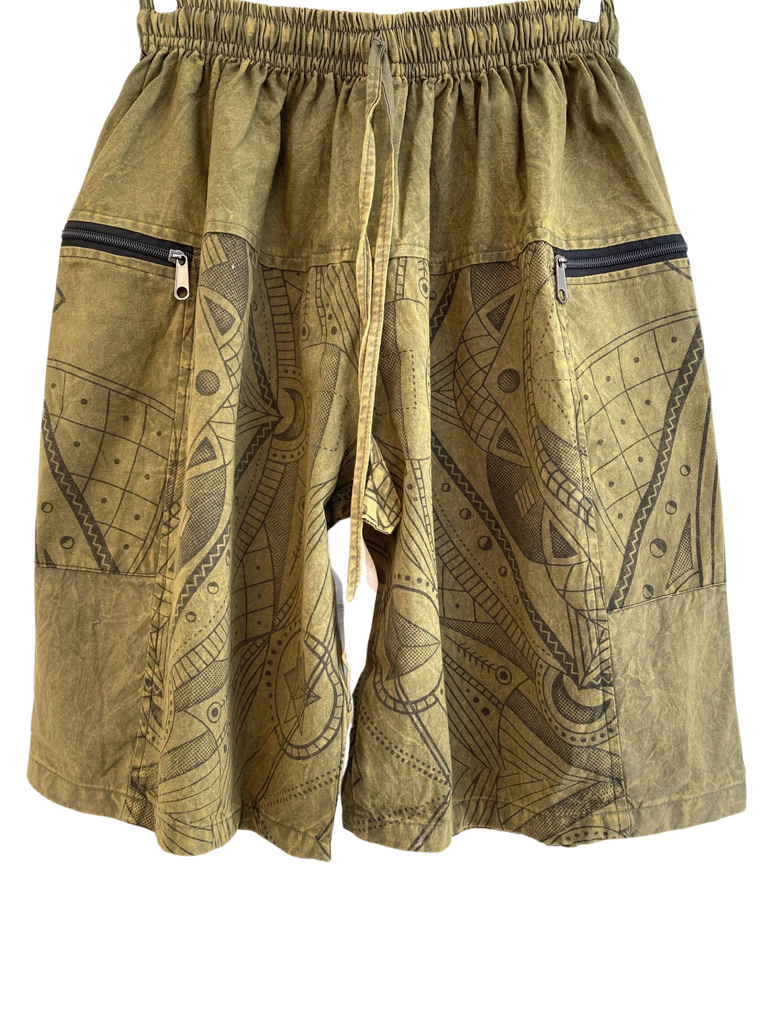 Stonewashed Geo print shorts
